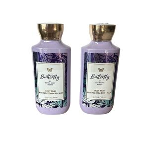 Bath & Body Works Butterfly (Iris, Raspberry) Body Wash Shower Gel w/Aloe x2